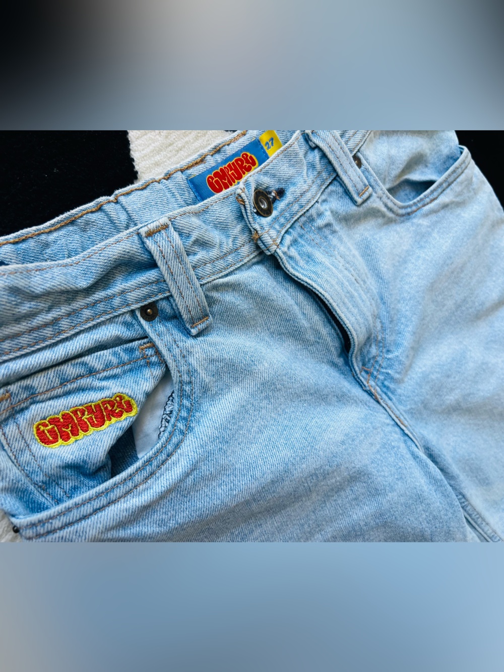 Empyre Light Blue Relaxed Jeans with Logo Waist Tag